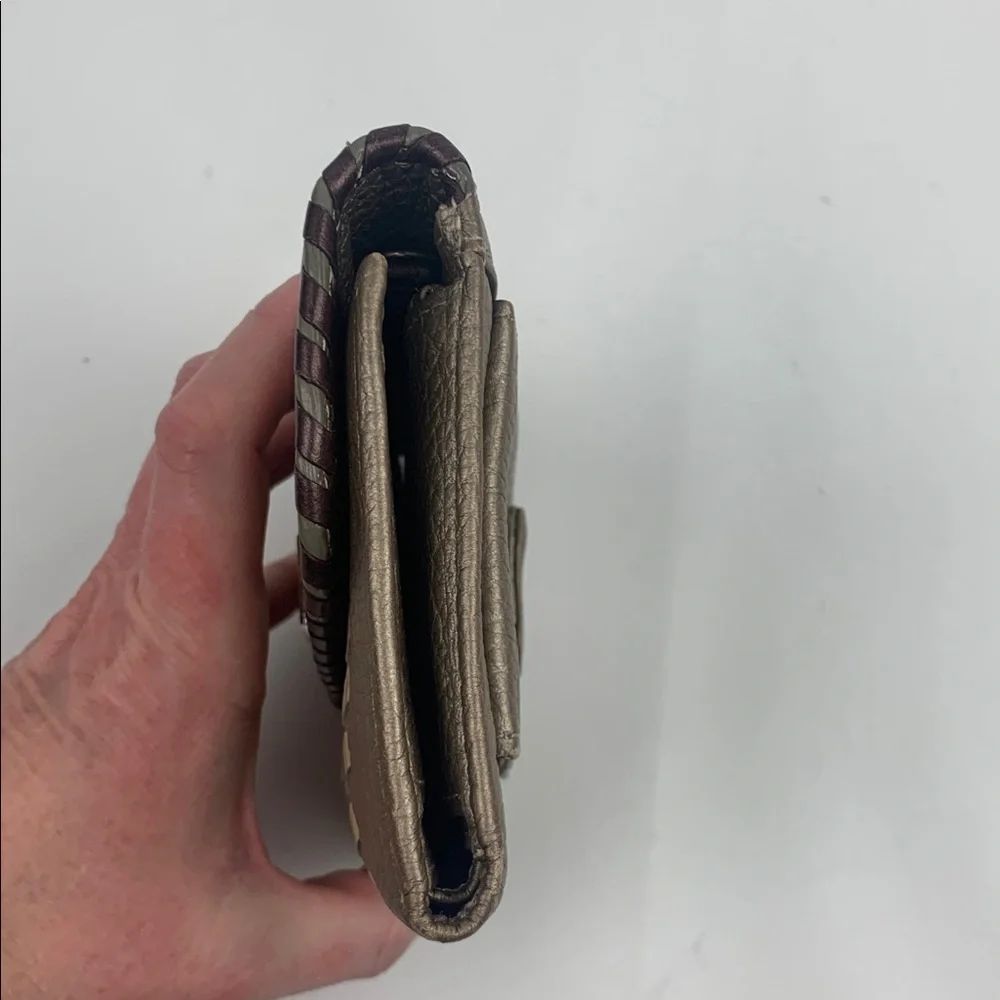 Brighton vintage leather wallet Tan with silver detail Multiple pockets
